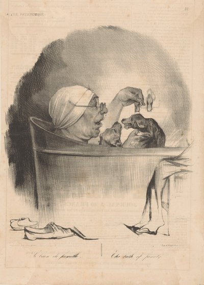 Le bain de famille 家族の風呂、1837年。 作： Honoré Daumier
