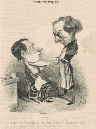 床屋は債権者のことを考える... 作： Honoré Daumier