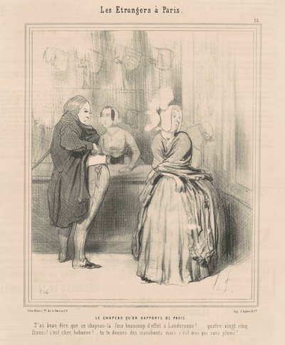 パリから持ち帰った帽子 作： Honoré Daumier
