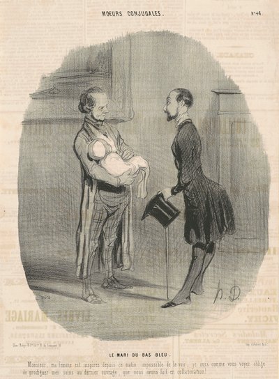 青いストッキングの夫... 作： Honoré Daumier