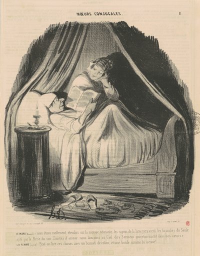 読んでいる夫：私たちはぐったりと横たわっていました... 作： Honoré Daumier