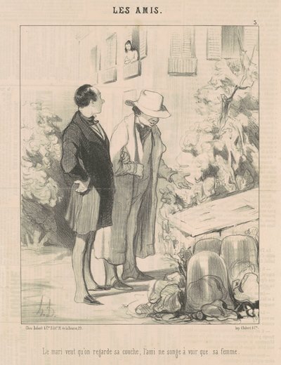 夫がオムツを見せてほしい… 作： Honoré Daumier