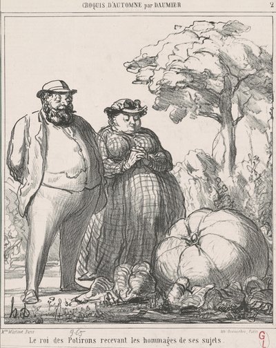 臣民から敬意を表されるカボチャの王様 作： Honoré Daumier