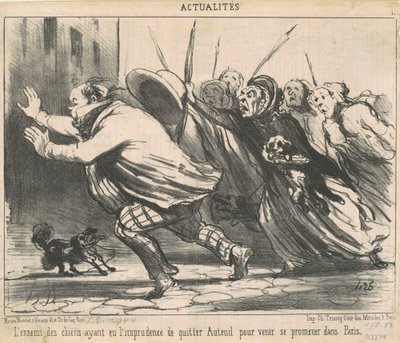 不謹慎だった犬の敵… 作： Honoré Daumier