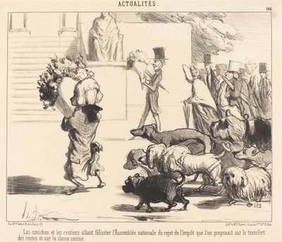 議会を祝福するプードルと年金受給者... 作： Honoré Daumier