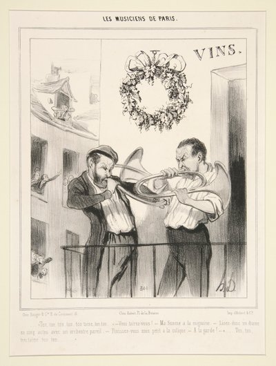 パリのミュージシャンたち: トーン、トーン、トーン 作： Honoré Daumier