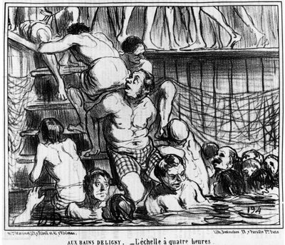 Les bains Deligny - 4時間の目盛り：オノレ・ドーミエ（1808-1879）の水泳と浴場Delignyに関する漫画シリーズ「Sketch d