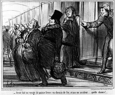 ドーミエの「Les chemins de fer」（1855年7月20日付の「Charivari」紙）。 作： Honoré Daumier