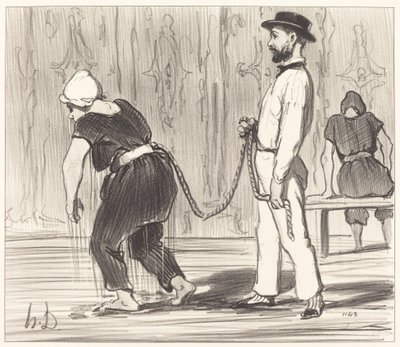 ラブルドー夫人が初めてのレッスンを受ける 作： Honoré Daumier
