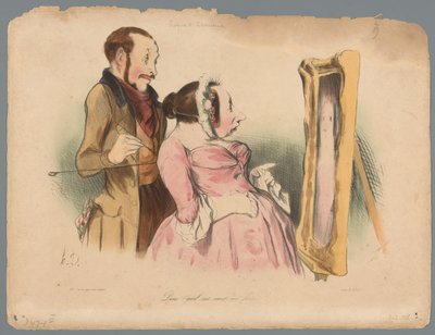 画家のモデルは彼女の肖像画を批判する さよなら！ Quel nez vous me faites! (アイテムのタイトル) 表情（シリーズタイトル） Croquis d