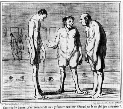 バロンさん...メルーエさんをご紹介します大銀行家のお一人ですオノレ・ドーミエ（1808-1879）の水泳と浴場に関する漫画シリーズ「Sketch d