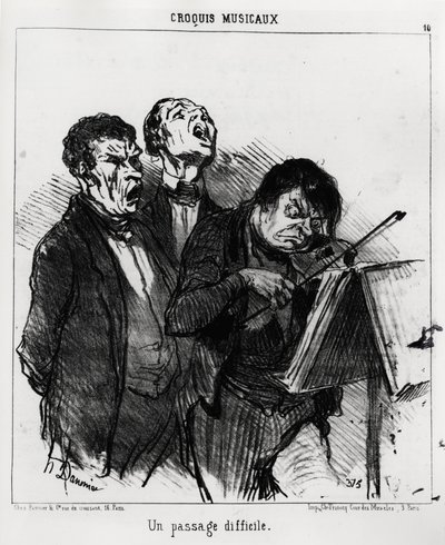 音楽スケッチ：難解な通路オノレ・ドーミエ（1808-1879）が描いたイラストで、1852年3月5日付の「シャリヴァリ」のニュースに掲載されています。 作： Honoré Daumier