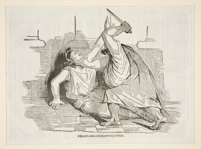 母親を殺害するネロ、1834 年 4 月 9 日の Charivari より 作： Honoré Daumier