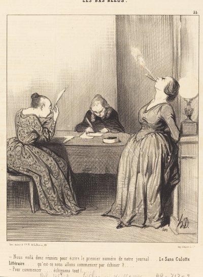ここで私たちは...創刊号を書くために再会しました... 作： Honoré Daumier
