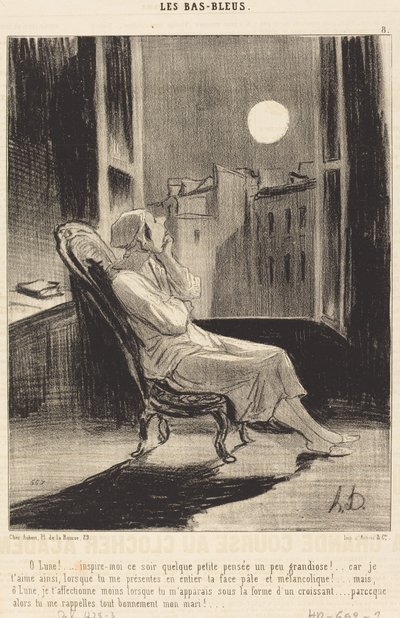 O Moon!... 今夜、少し考えてインスピレーションを与えてください... 作： Honoré Daumier