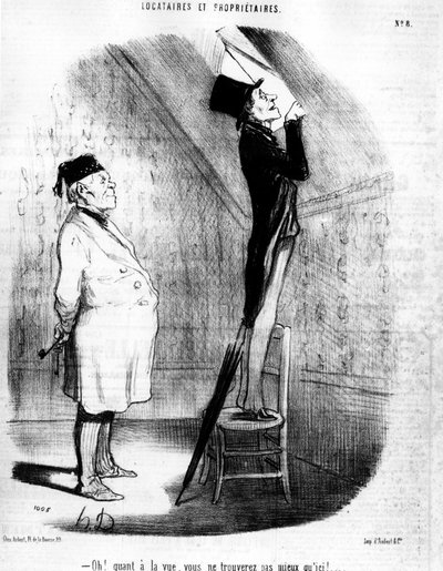 景色はここに勝るとも劣らないでしょう。オノレ・ドーミエ（1808-1879）の一連の漫画「所有者と賃借人」からの引用です。"Charivari" 作： Honoré Daumier