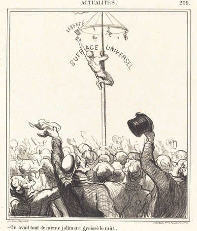 私たちは...マストにきれいにグリースを塗りました 作： Honoré Daumier