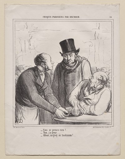 Parisian Sketches、プレート 16: 何も持っていきませんか? 作： Honoré Daumier