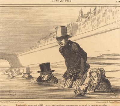 予防策を講じているパリジャン... 作： Honoré Daumier