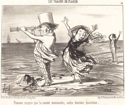 潮に驚くパリジャン... 作： Honoré Daumier