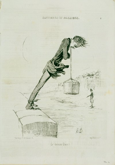 プレート74.4感情と情熱：「Charivari」誌の「The Last Bath」、Aubert und Co.発行、1832-1860年 作： Honoré Daumier