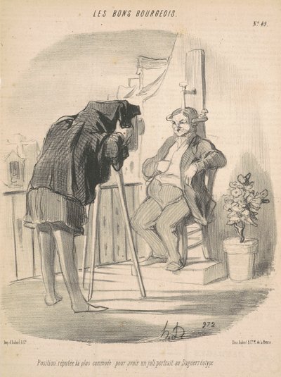 ダゲレオタイプの肖像画に最も便利であると言われている位置 作： Honoré Daumier