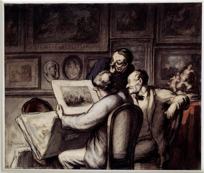 プリント好きの方へオノレ・ドーミエ（1808-1879）の陶磁器の水彩画、ガッシュ、黒鉛筆、ペン、インク。日。0,26 x 0,31 オルセー美術館（パリ 作： Honoré Daumier