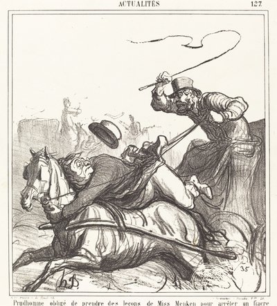 レッスンを受けることを余儀なくされたPrudhomme... 作： Honoré Daumier