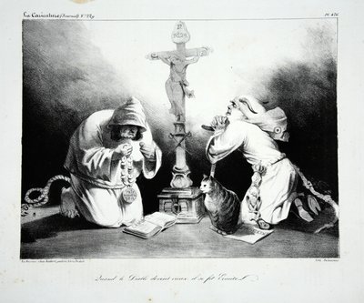 悪魔が古くなると、彼は隠者、パブになりました。 1835 作： Honoré Daumier