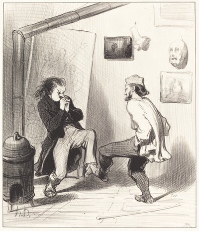 彼の最後のイーゼルを燃やしたとき！ 作： Honoré Daumier