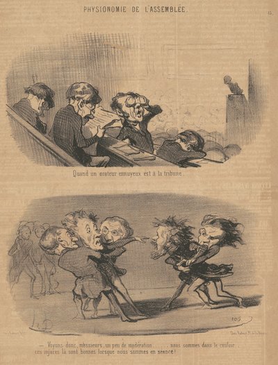 退屈なスピーカーが演台にいるとき 作： Honoré Daumier