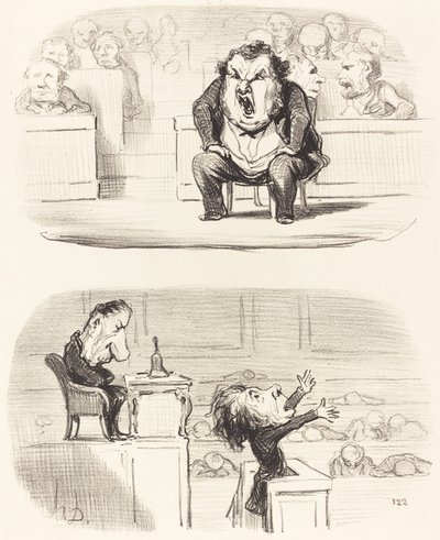 退屈なスピーカーが演壇に立つとき 作： Honoré Daumier