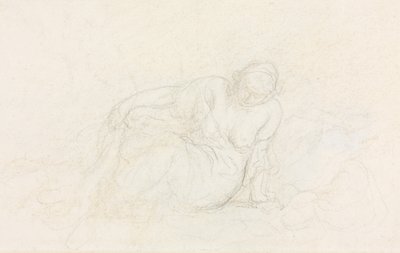 彼女の腕に寄りかかって横になっている女性 (裏面) 作： Honoré Daumier