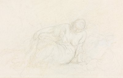 腕に寄りかかるリクライニング女性、185560。 作： Honoré Daumier
