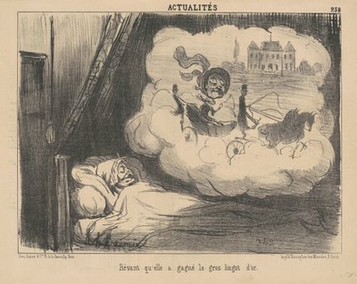 彼女が大きな金の延べ棒を手に入れることを夢見て。 作： Honoré Daumier