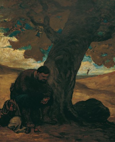木の下で休むサンチョ・パンサ 作： Honoré Daumier