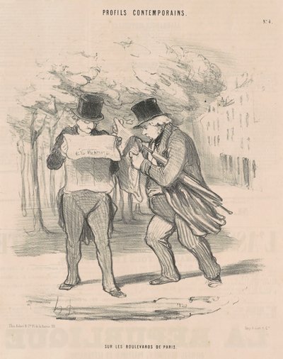パリの大通りで 作： Honoré Daumier