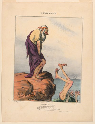 テレマコスとメンター、古代史のプレート 29 作： Honoré Daumier