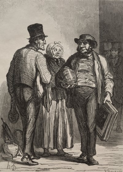 オークションルーム：商人。 作： Honoré Daumier