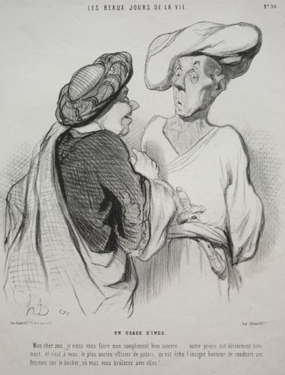 ビューティフルデイズオブライフ、プレート30：インドの習慣、1844年。 作： Honoré Daumier
