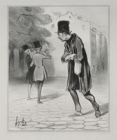 パリのボヘミアン、プレート4：葉巻のコレクター、1841年12月5日。 作： Honoré Daumier