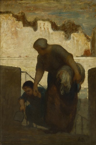 Laundress、ca 1863 作： Honoré Daumier