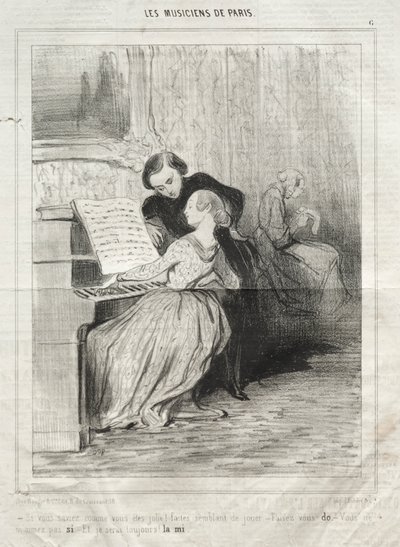 パリの音楽家、プレート 6: 自分の美しさを知っていれば! 作： Honoré Daumier