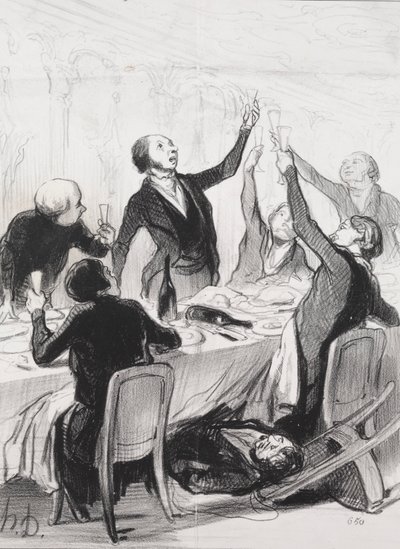 今日の慈善家、プレート8：43dトースト...禁酒協会、1844年。 作： Honoré Daumier