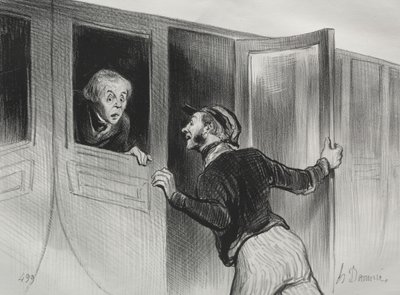 鉄道、プレート11：旅で眠る危険、1843年。 作： Honoré Daumier