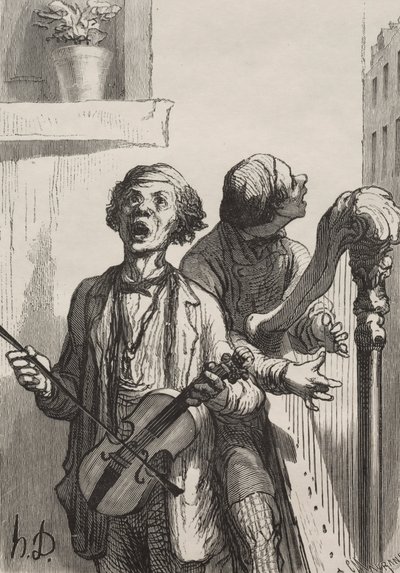 歌手：ストリートシンガー。 作： Honoré Daumier