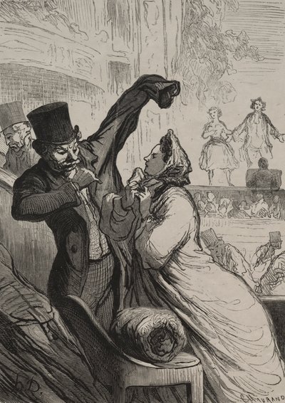 劇場：最後のシーン。 作： Honoré Daumier