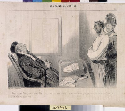 正義の味方の人々オノレ・ドーミエ（1808-1879）の漫画、37,5x28。Le" Charivari "紙からの抜粋、マルセイユのパレ・ロンシャンの美術博物館 作： Honoré Daumier