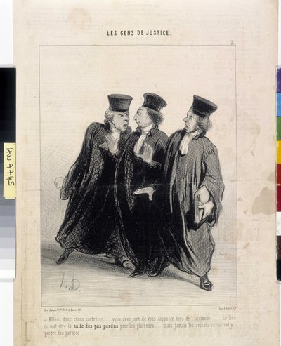 正義の味方の人々オノレ・ドーミエ（1808-1879）の漫画、37,5x28。新聞「ル・シャリヴァリ」からの抜粋、マルセイユのロンシャン宮殿の美術博物館にて 作： Honoré Daumier