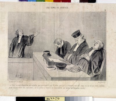 正義の人たち。オノレ・ドーミエ（1808-1879）の漫画、新聞「ル・シャリヴァリ」より、37,5x28。マルセイユ、ロンシャン宮殿、Musee des Beaux Arts。 作： Honoré Daumier